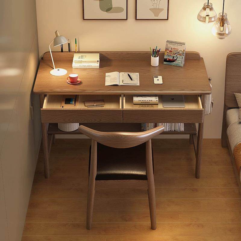 实木办公桌家用卧室台式电脑桌学生写字桌子简约现代中小学生书桌