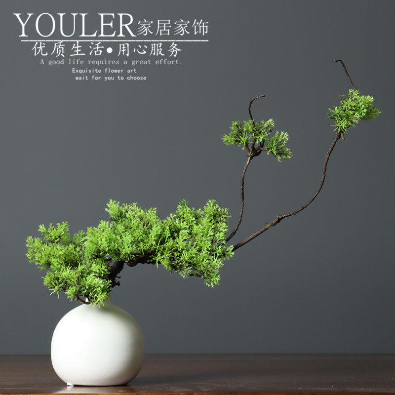 中禅式彷真迎松美人松罗汉松植WUZ物盆景室办客公桌面茶意装饰花