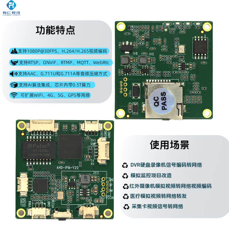 低延时无人机图传编码器CVBS/AHD/TVI视频采集模块模拟转网络视频