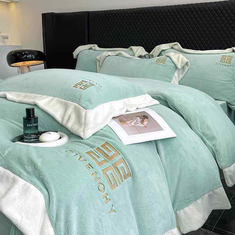 正品绒冬季厚无障碍豪华加牛奶天鹅四件套暖法兰绒珊绒瑚棉被套床