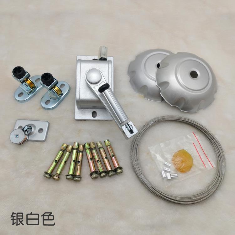 单杆手摇阳台升降晾衣架全套配件晒衣架手摇器钢丝绳滑轮摇把自动
