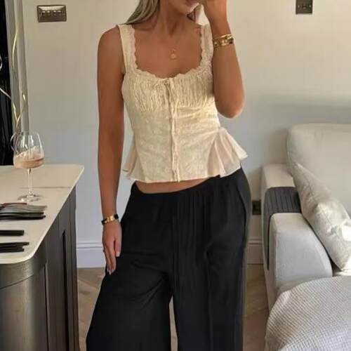 Square collar lace top, high waist slimming fishtail skirt