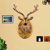 物鹿角创意壁挂墙上架美式 饰鹿头钥匙挂钩 置墙壁墙面 家居装 个性