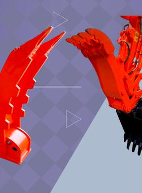 挖掘机指夹母斗机械挖斗夹AKY拇木材夹具挖机铲斗子夹抓掘水草