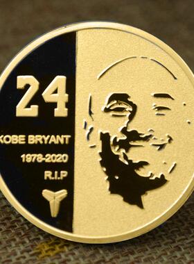 热销电商纪念币 科比镀24k金浮雕纪念章收藏币金属徽章科比周边