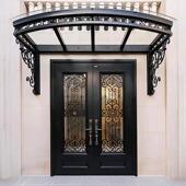 别墅大门农村自建房双门进户门欧式 入户门玻璃庭院门铁艺门 法式