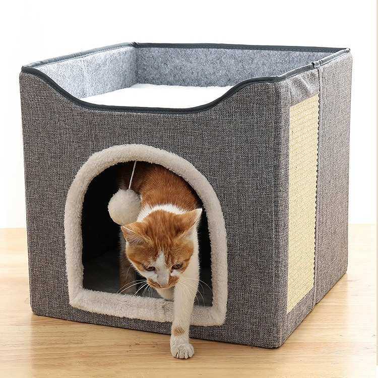 双层猫窝带毛球猫抓板可折叠便携宠物窝四季通用猫屋猫别墅,宠物/宠物食品及用品,猫窝/屋/帐篷/沙发,淘宝优惠券,粉丝福利购,淘宝优惠卷