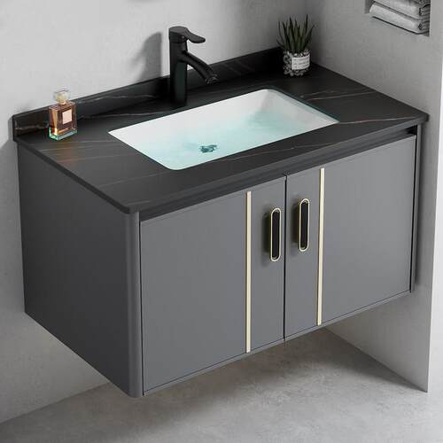 太空铝挂墙式洗手盆柜组合太空铝卫生间洗脸盆陶瓷一体家用洗漱台