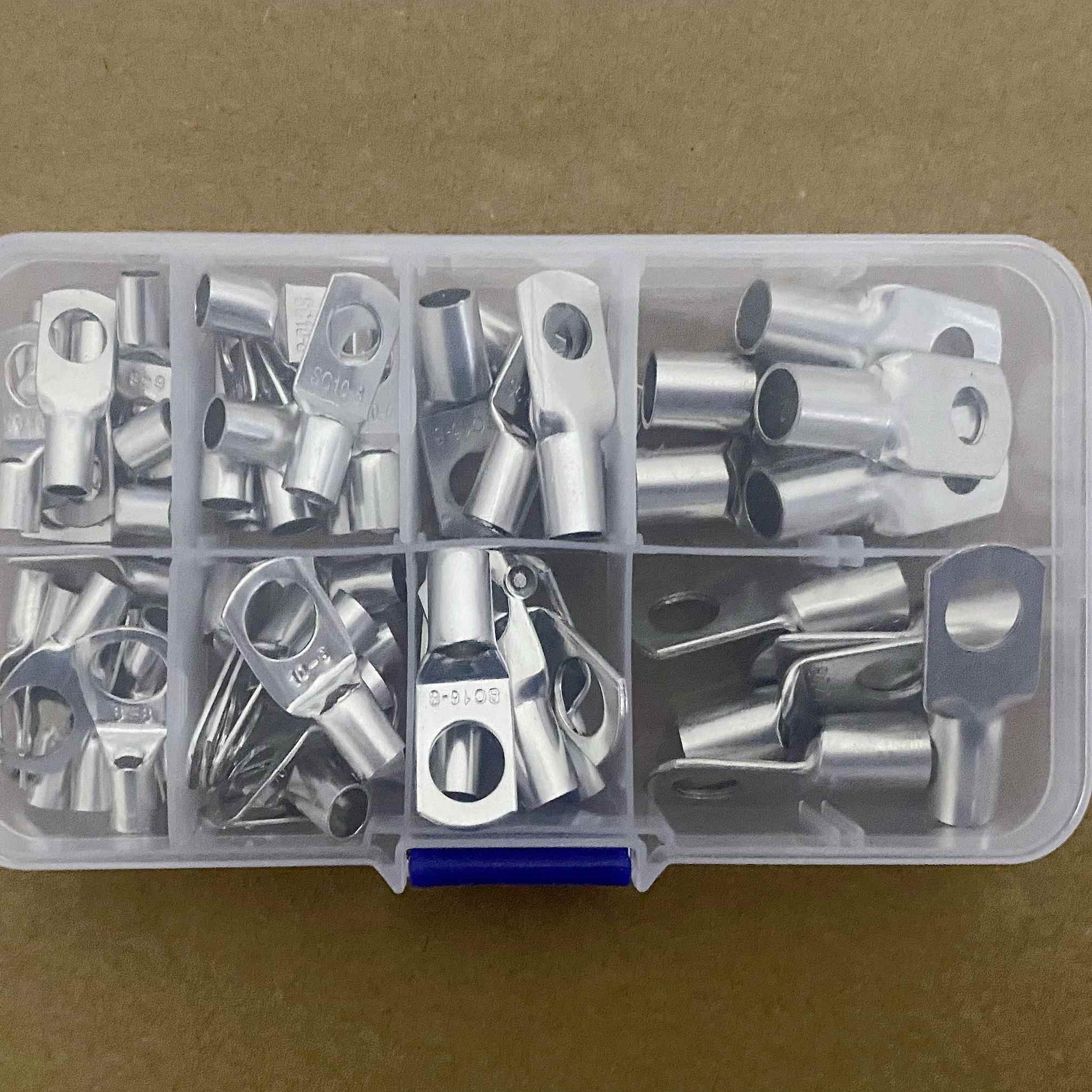 SC窥口鼻套装60祇装镀锡铜接线端子SC6-25平方铜接线端子鼻组合