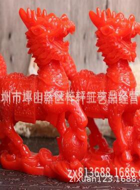 红色麟摆件金色麒麟办公室店铺酒店摆设一对卧室家居装饰