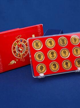 纪念币金箔摆件套装百福装饰摆件