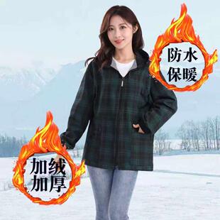 加厚保暖罩衣女外穿家用厨房长袖围裙耐脏短款工作服冬季加绒护衣