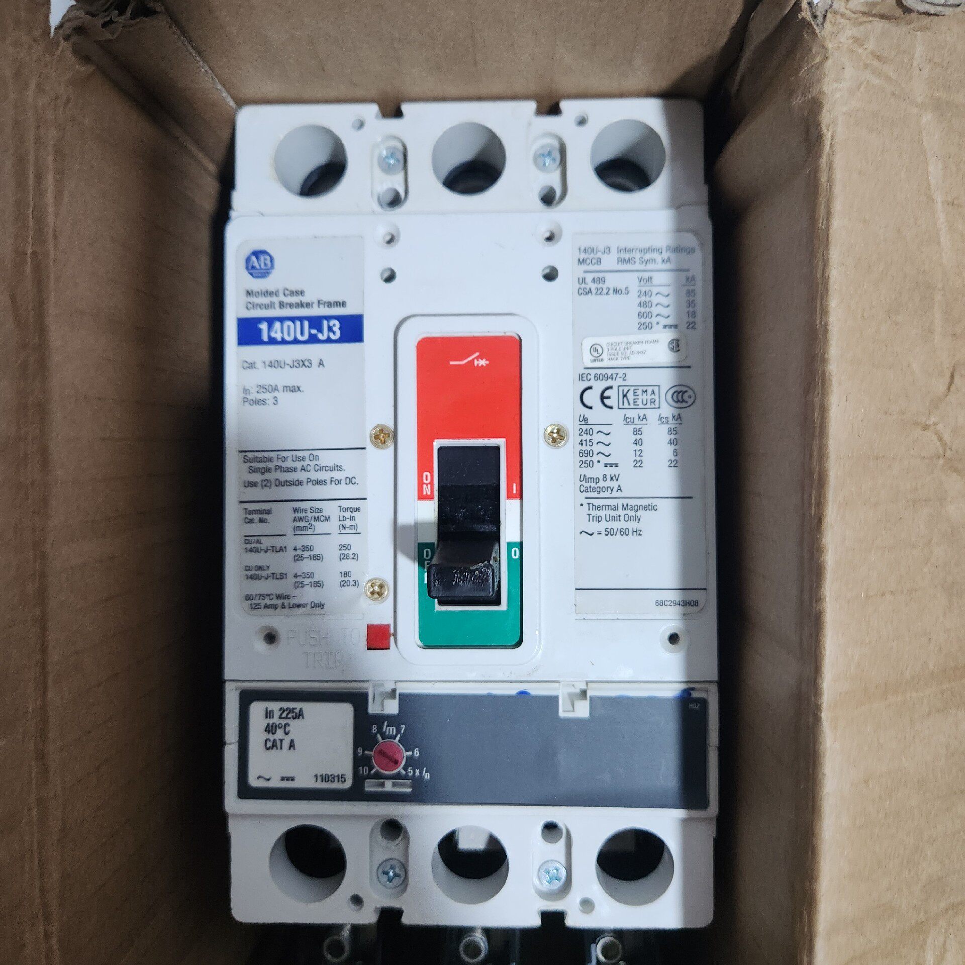 原装AB接触器140U-J3  3P 225A全新库存现货议