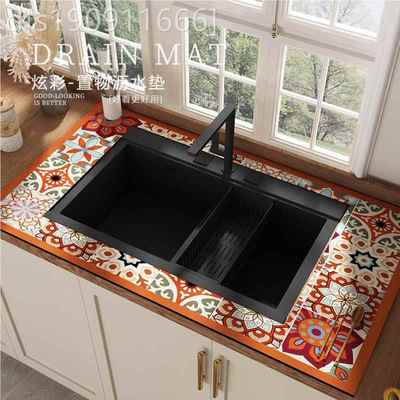 美式古厨房龙台面沥水垫洗手台槽水头硅佩里戴斯藻泥吸复水垫碗碟