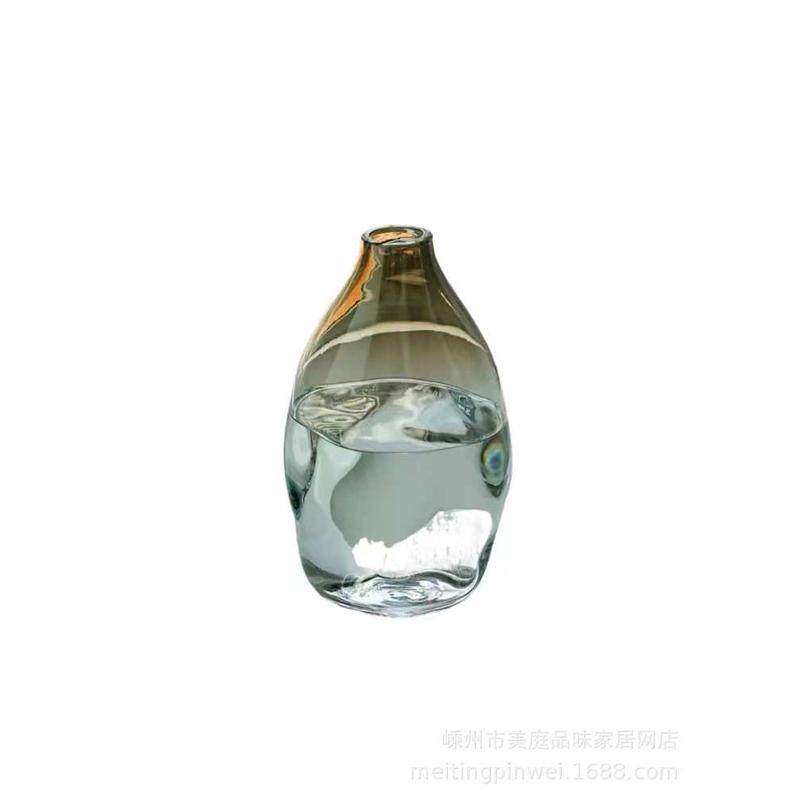 美学北欧简约高级感吊钟马醉木大号金色渐变细口玻璃花瓶