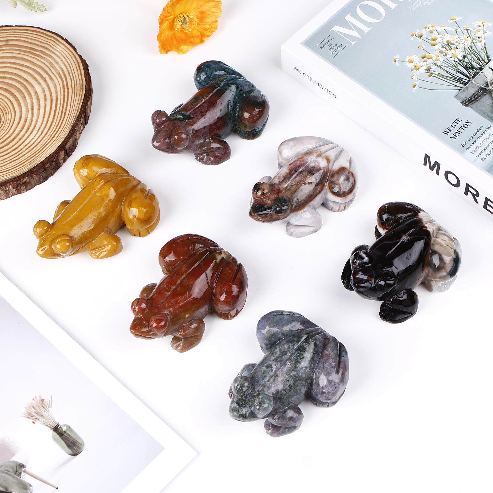 天然水晶摆件青蛙海洋碧玉东海动物车载家居装饰摆件