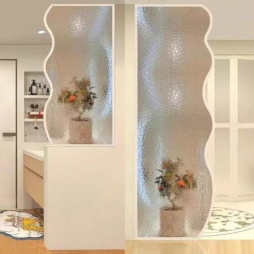 卫生间玻璃隔浴断半墙手台干湿分淋室985波浪水波纹艺洗术隔离断