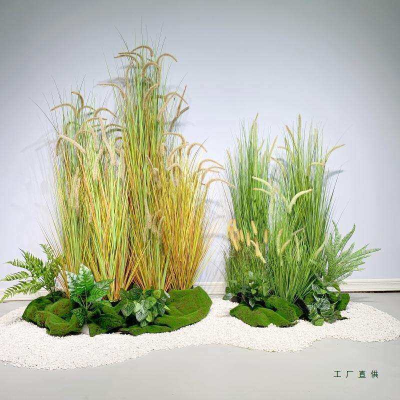 仿真狗尾巴草造景植物假芦苇草落地盆栽北欧室内橱窗干花绿植摆件