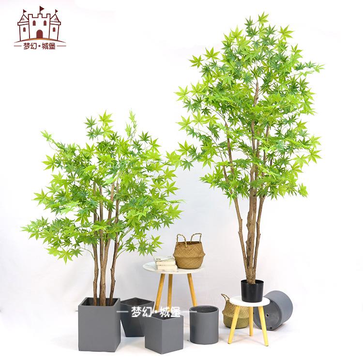 仿真枫树盆栽室内商场橱窗装饰盆景摆件绿枫仿真植物落地塑料假树