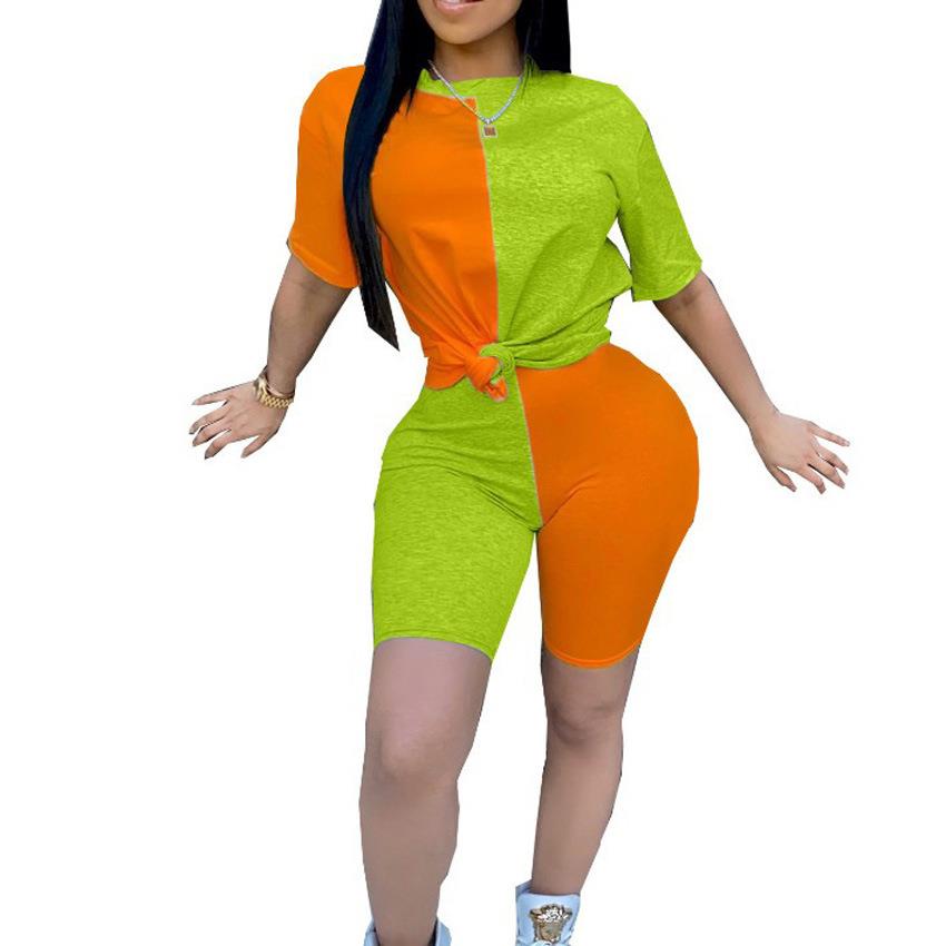Women's contrast color tight casual sexy fashion suit