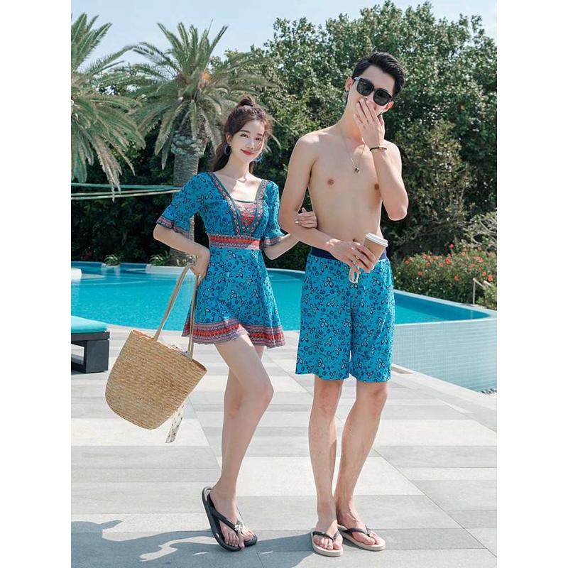 浪漫温泉情侣装泳衣保守钢托聚拢显瘦连体裙式女游泳装沙滩泳裤,运动/瑜伽/健身/球迷用品,情侣装泳衣,淘宝优惠券,粉丝福利购,淘宝优惠卷