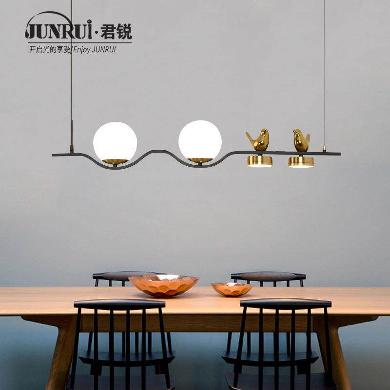 2020新款北欧餐厅吊灯简约现代轻奢创意吧台饭厅小鸟灯长条餐桌灯