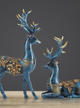 树脂工艺品摆件 欧美风格饰品站姿卧姿镶宝珠情侣鹿摆件家居摆设