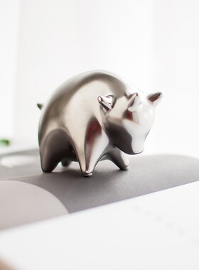 陶瓷招财金牛桌面件摆 办公室1家居装饰品BTC 创意202生肖新牛年