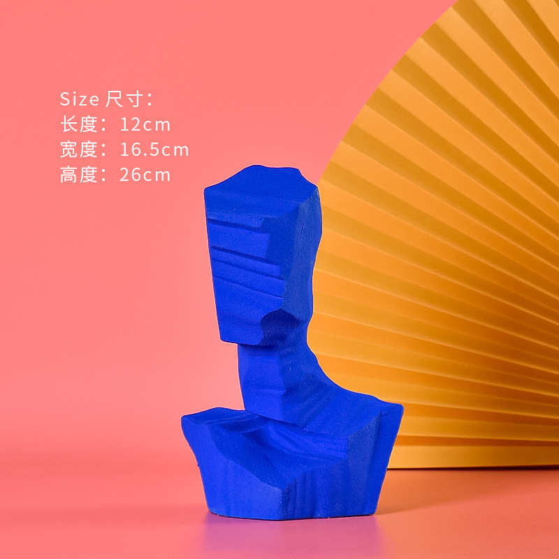 插花蓝家居装饰样板间雕刻装软茵陶瓷简约克莱摆件人物售楼部客厅