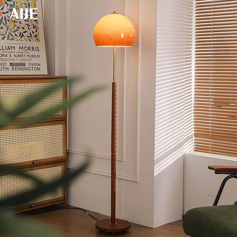 2026新款实木中古氛围卧室床头灯客厅沙发装饰灯高级感蘑菇落地灯