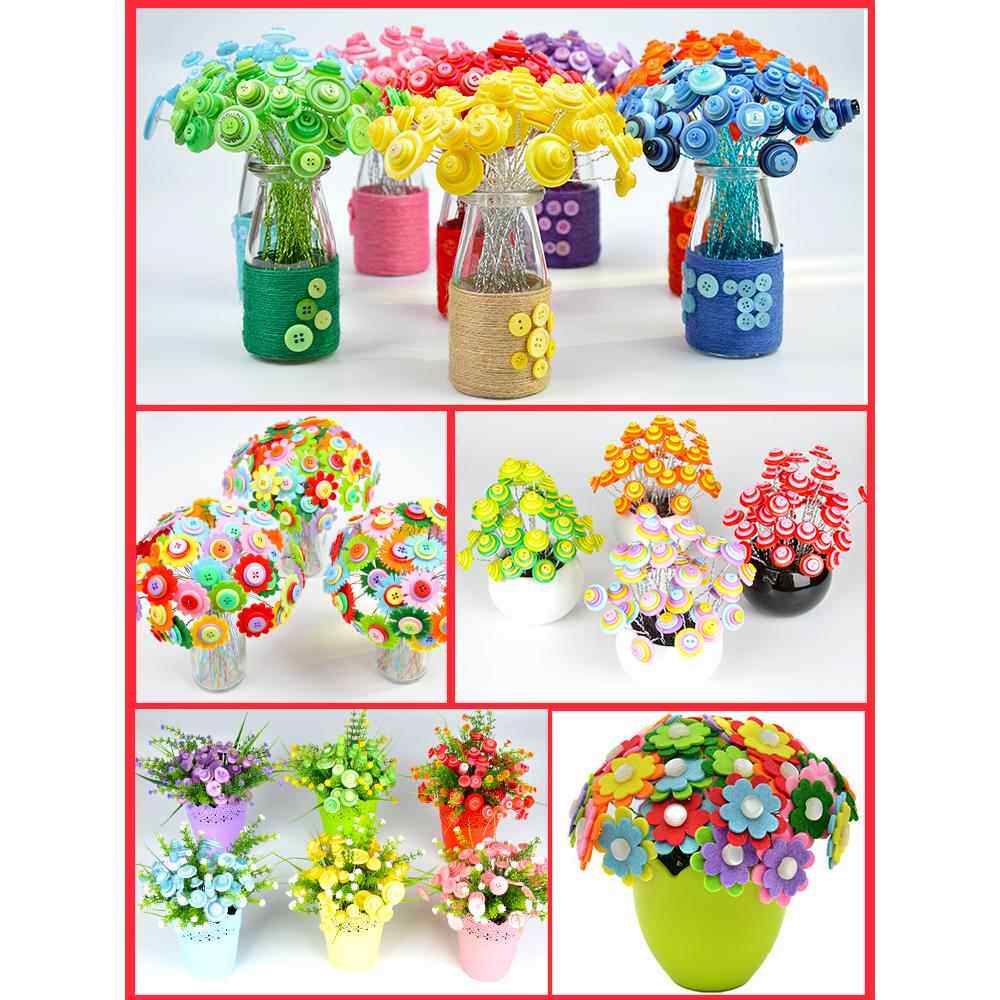 儿童diy纽扣花束手工制作材料包创意花幼儿园扣子装饰礼物亲子画