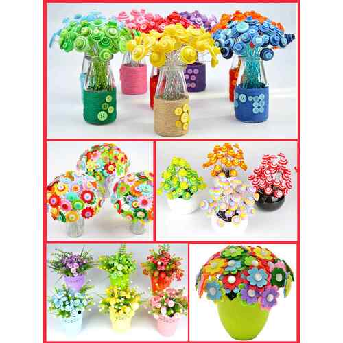 儿童diy纽扣花束手工制作材料包创意花幼儿园扣子装饰礼物亲子画