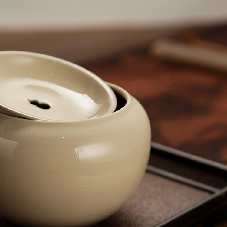 草木灰建水陶瓷茶洗茶渣缸水盂带盖日式家用盖碗茶具壶承干泡