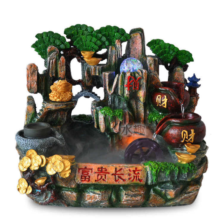 盆景 假山工艺品 创意 金蟾 流水喷泉加湿器 树脂 摆件 家居装饰