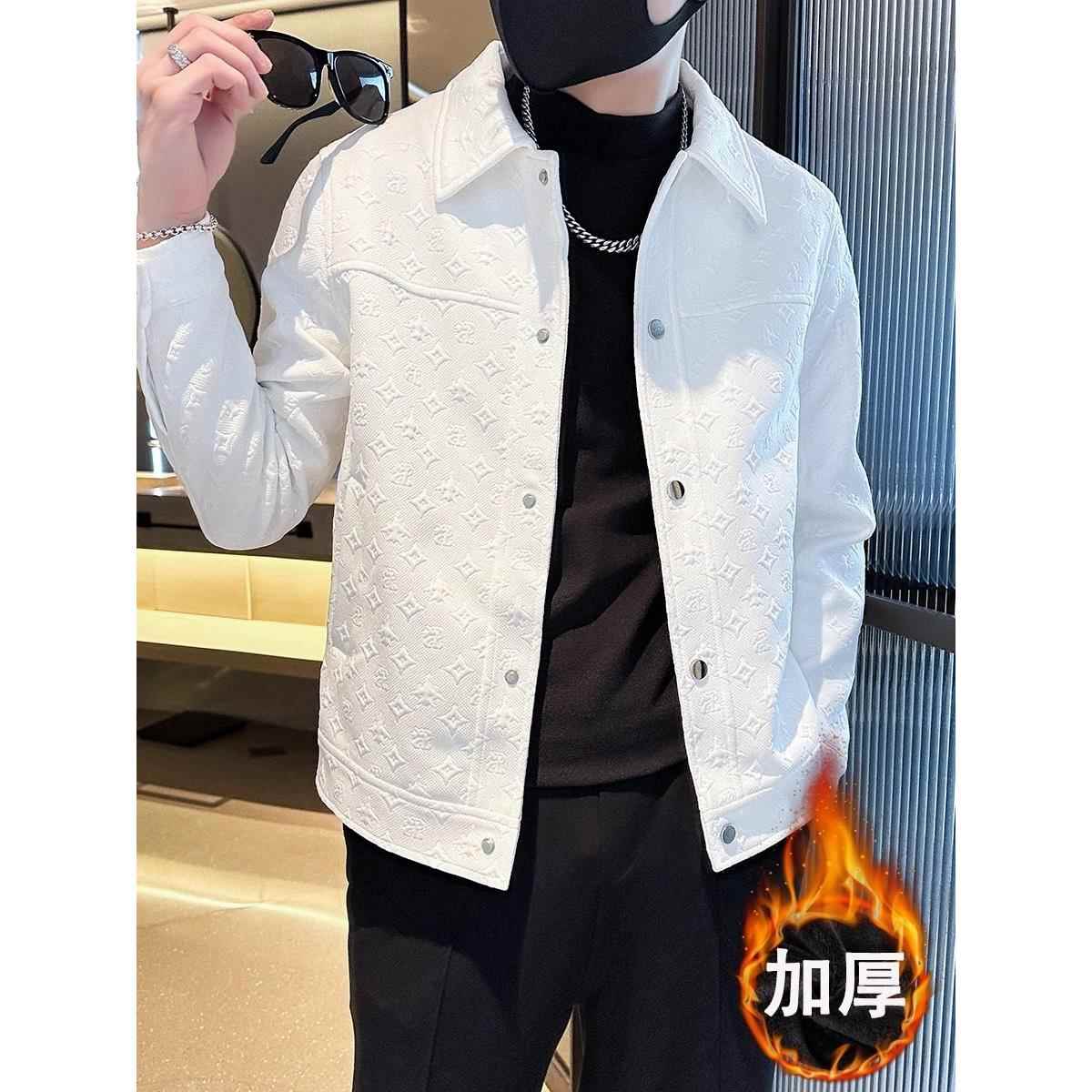 LL男装外套男秋冬潮牌修身夹克精神小伙休闲痞帅潮流加厚保暖上衣