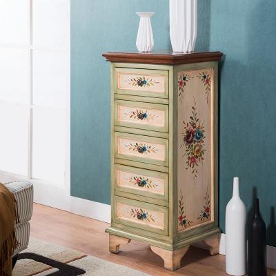 正品美式柜实木五斗七柜斗柜复古斗浅蓝色床头柜装饰客厅整装柜收