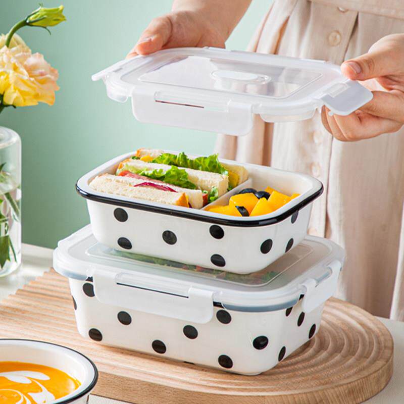 可微波炉加热专用碗上班族带饭餐盒陶瓷饭盒带盖子密封盒分隔保鲜