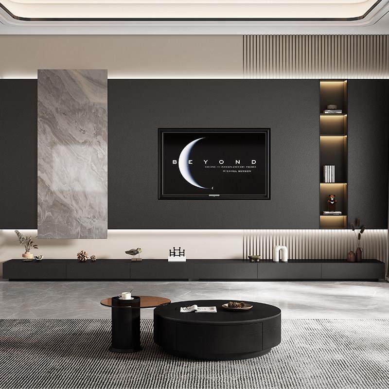 黑色岩板地台长条定制电视柜现代简约客厅意式极简地柜壁炉柜储物,住宅家具,电视柜,淘宝优惠券,粉丝福利购,淘宝优惠卷
