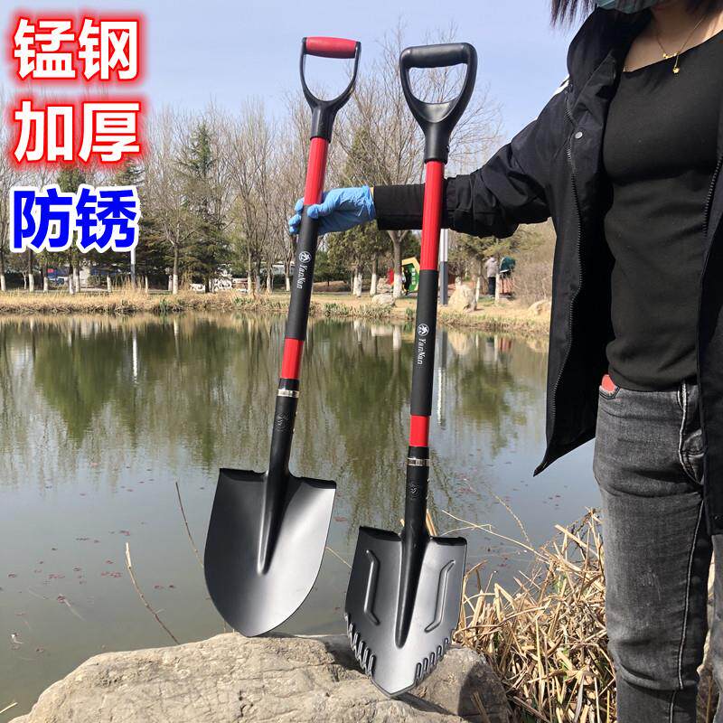 锰钢一体锹纤维柄园艺户外铁锹攀登救援工具车载越野铲子防锈小锹