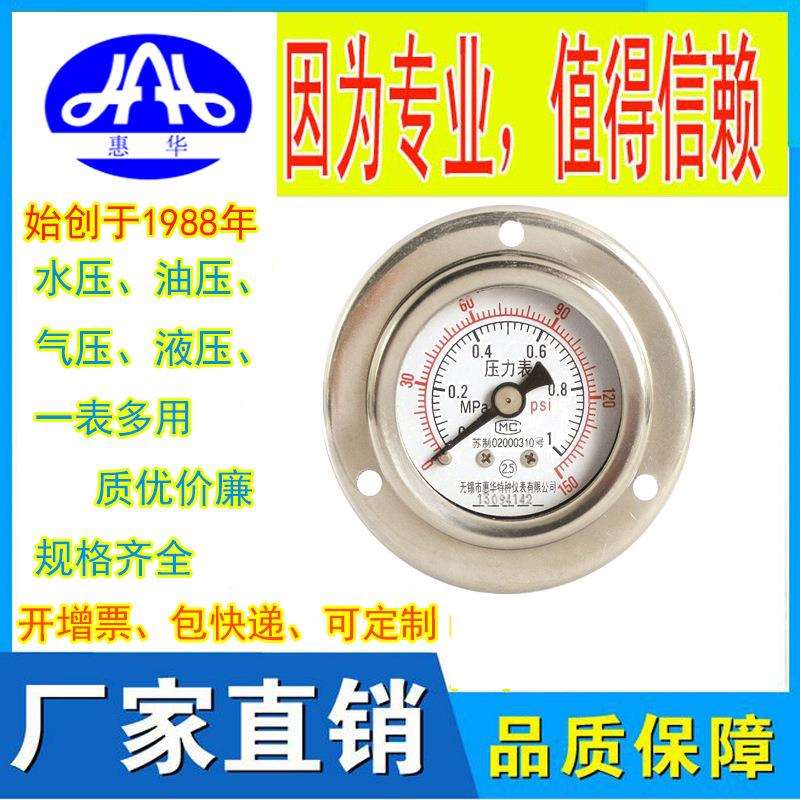 惠华特种仪表YN60Z液压油压水压气压通用2分M14*1.5轴向带边