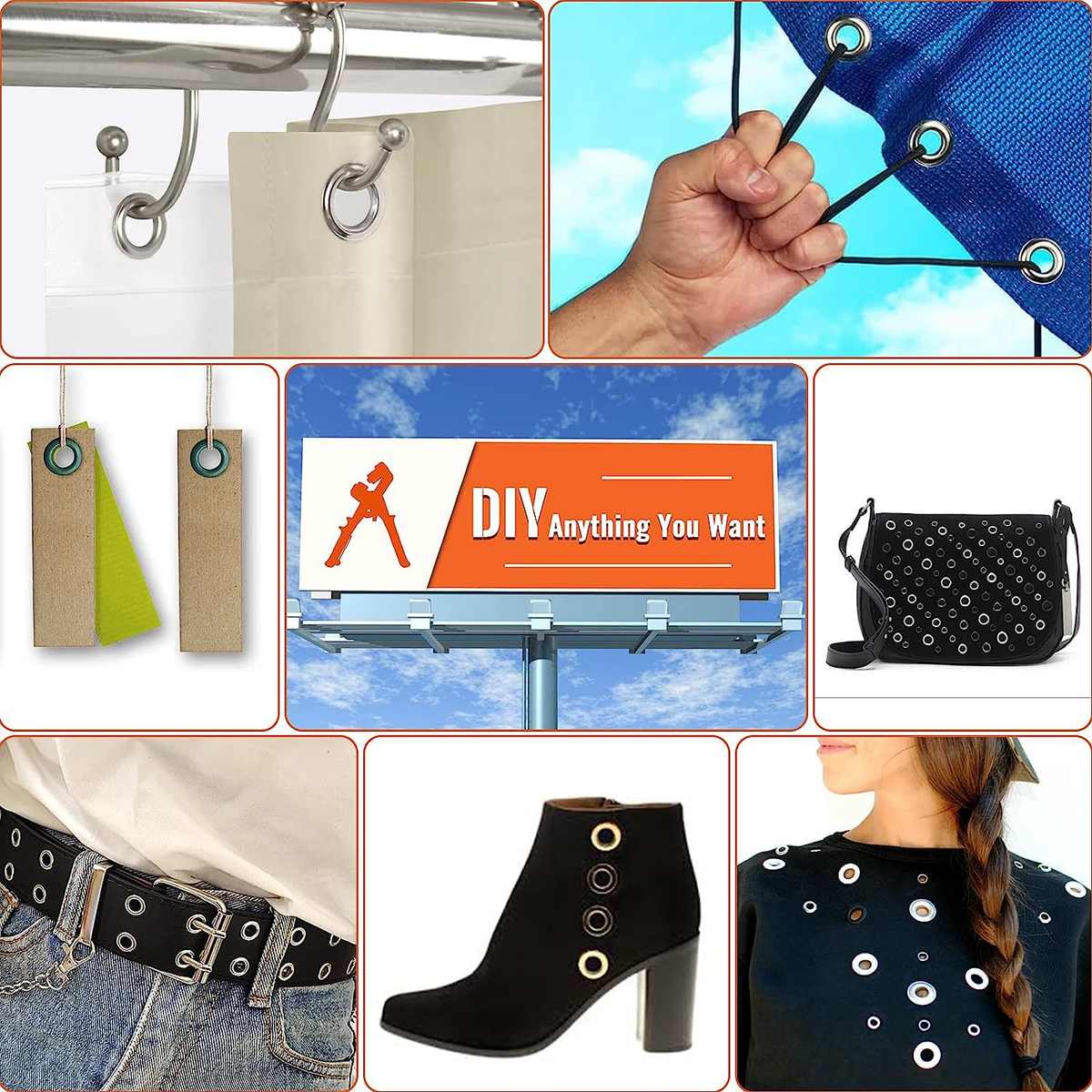 供300套3色10mm气眼加钳子广告布打扣钳加锤子打孔棒组合套装