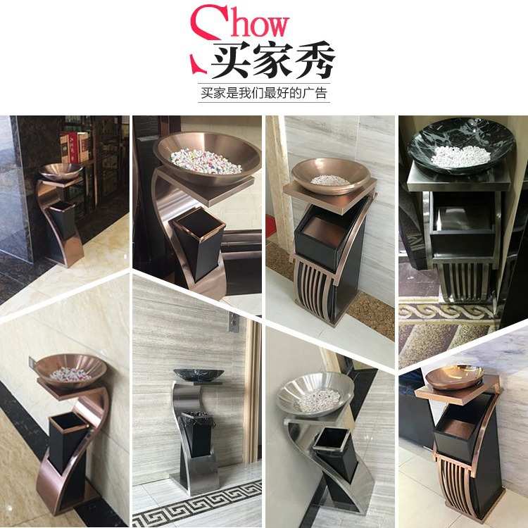 不锈钢酒店垃圾桶大堂走廊KTV电梯口立式宾馆大厅专用 带烟灰缸桶