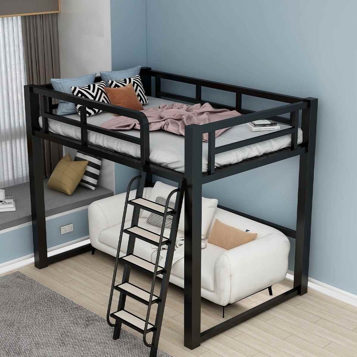 公寓单双人床铁架床高低床铁床家用上下铺儿童床高架床下空铁艺床