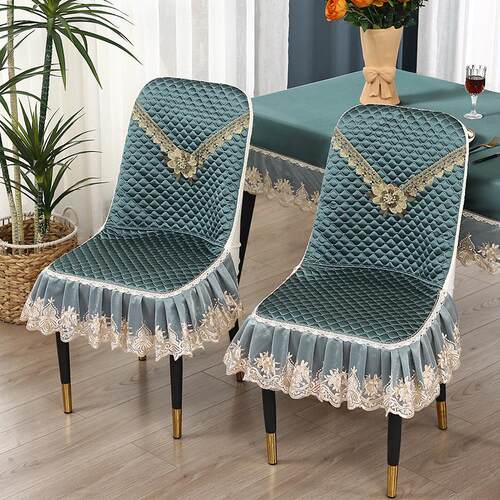 L^轻奢弧形椅子套罩简约现代防滑餐厅餐桌椅垫坐垫靠背一体凳子套