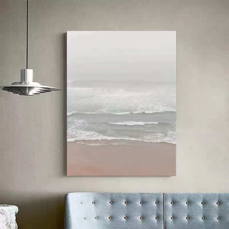纯手绘油画北欧抽象海边风景客厅装饰画立体餐厅现代简约玄关挂画图片