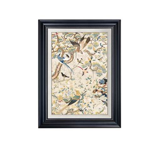 新中式实木油画布玄关画法式中古风客厅装饰画复古艺术玄关画挂画