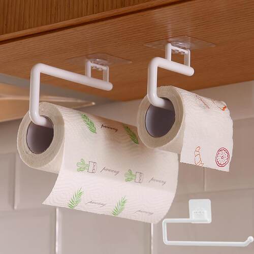 Kitchen Paper Towel Holder, Wall-Mounted Storage Rack for Ca