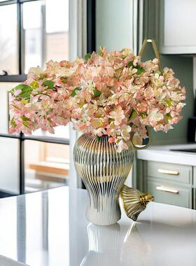 陶瓷轻奢电镀将军罐欧式花插花瓶工艺品摆件玄关软装装饰储物罐