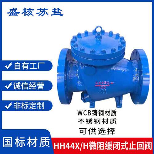 微阻缓闭止回阀HH44X/H-16P不锈钢04铸钢微阻缓闭式法兰止回阀