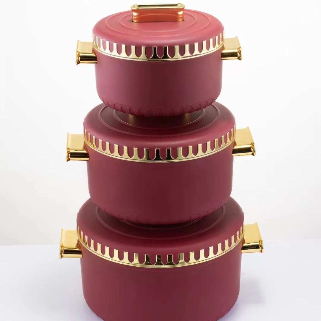 Food Warmer Container外贸3PCS金花边双层便当盒保保温热销非洲